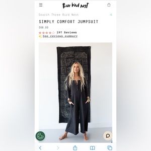 Three Bird Nest Simply Comfort Jumpsuit - gray. Size Small